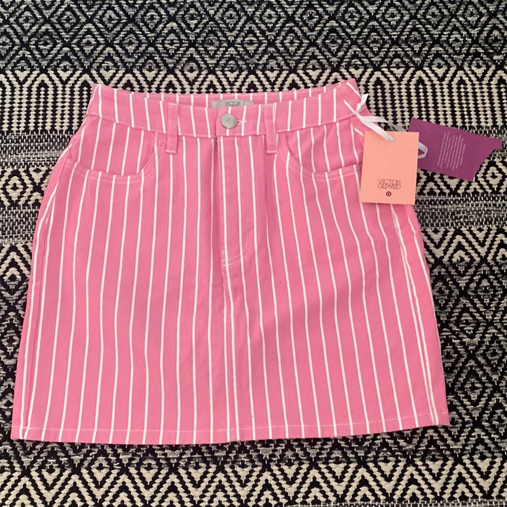 Pink & White Striped Skirt